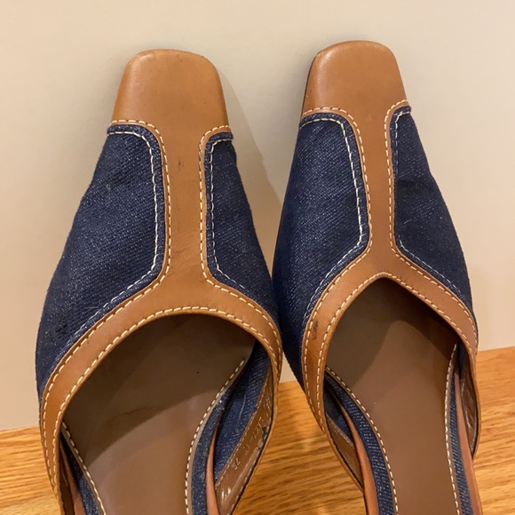 Unisa Vintage Brown & Jean Contrast Stitched Heels - Picture 3 of 13